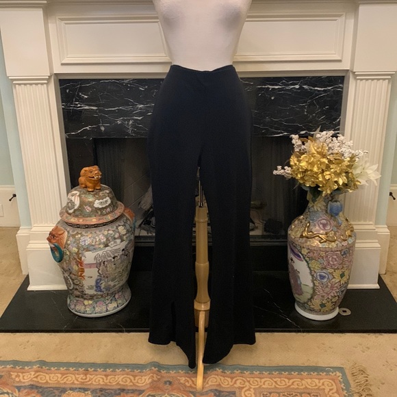 NWT “eye shadow” blk bell bottoms split hem pants - Picture 1 of 6